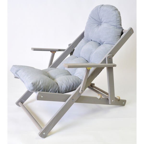 Šedé dřevěné skládací zahradní lehátko Borneo – Rojaplast-image-1