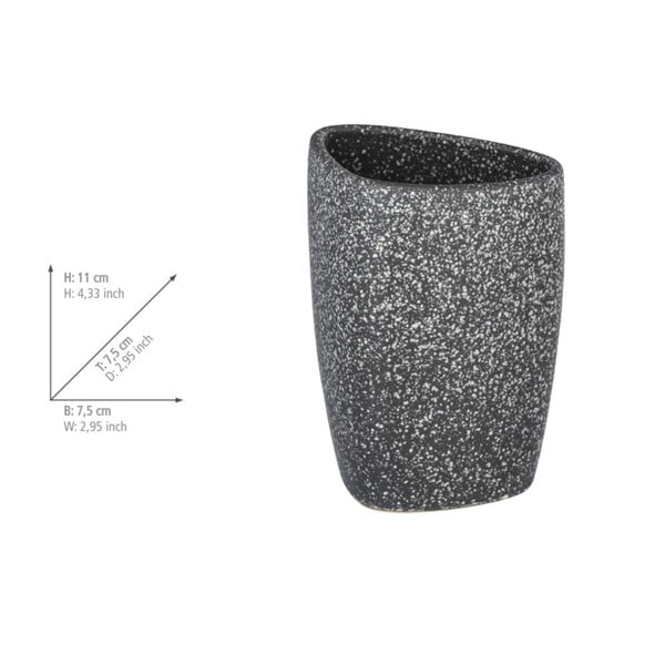 Šedý keramický kelímek na zubní kartáčky Wenko Pion-image-2