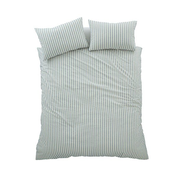 Modré 3dílné povlečení na dvoulůžko 200x200 cm Cotton Rich Woven Stripe – Pineapple Elephant