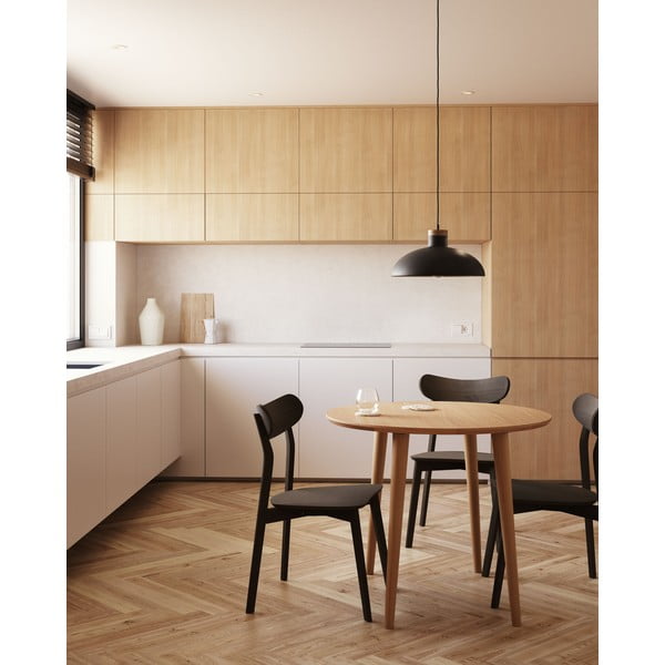 Kulatý rozkládací jídelní stůl v dekoru dubu v přírodní barvě ø 90 cm Oqui – Kave Home-image-1