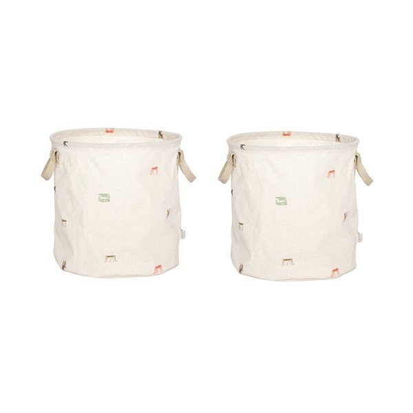 Krémové látkové dětské koše na hračky v sadě 2 ks ø 32x32 cm Moira – OYOY Mini