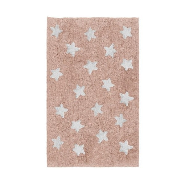 Růžový dětský ručně vyrobený koberec Tanuki Stars, 120 x 160 cm