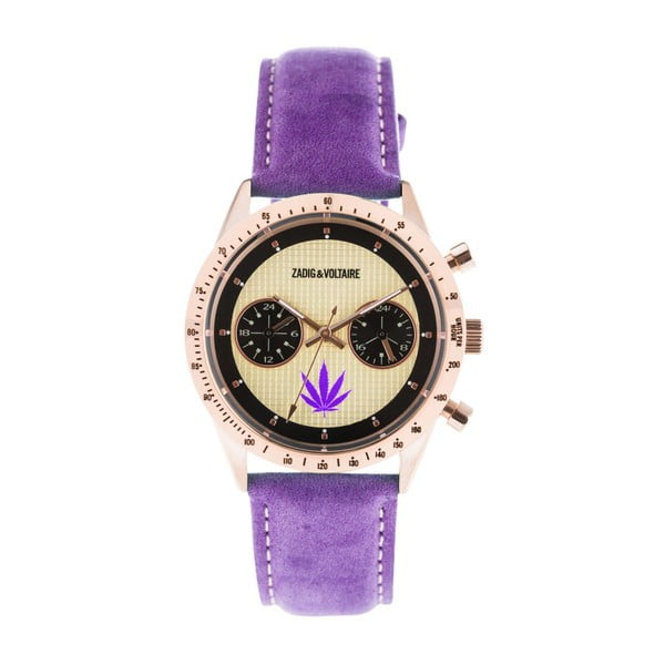 Dámské hodinky s fialovým koženým páskem Zadig & Voltaire Teddy