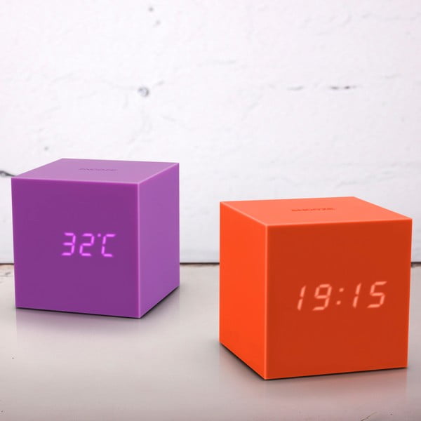 Oranžový LED budík Gingko Gravity Cube-image-1