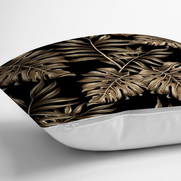 Povlak na polštář Minimalist Cushion Covers Golden Leafes With Black BG, 45 x 45 cm-image-1