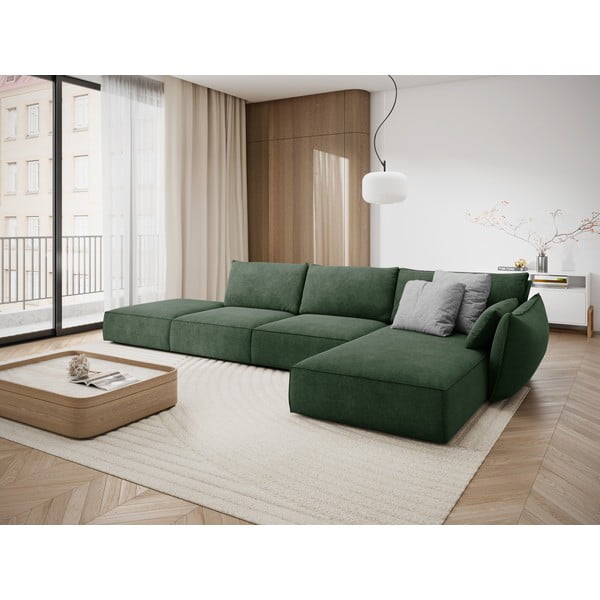 Tmavě zelená rohová pohovka (pravý roh) Vanda – Mazzini Sofas-image-1