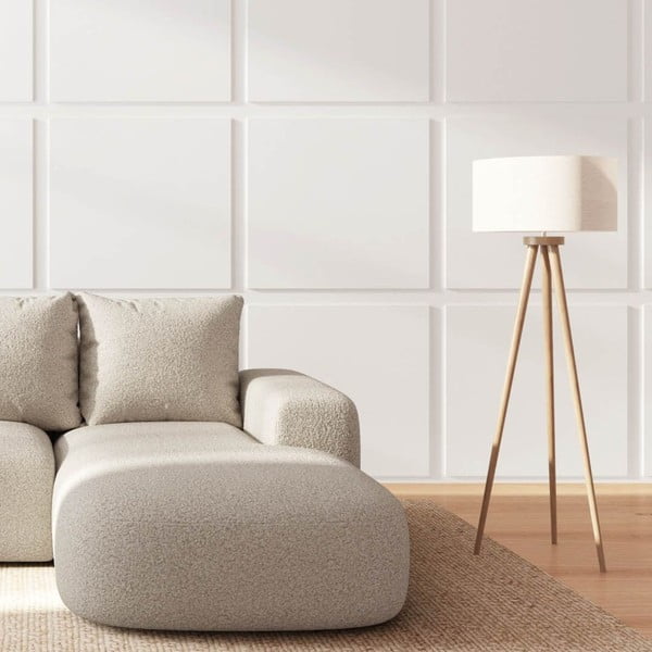 Béžová rohová pohovka z textilie bouclé (pravý roh/s lenoškou) Monce – Rodier-image-3