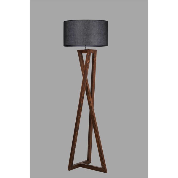 Černo-hnědá stojací lampa s textilním stínidlem (výška 149 cm) Maçka – Opviq lights-image-1