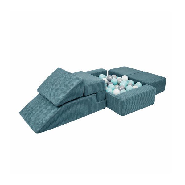 Tyrkysové manšestrové pěnové hřiště 100x35x40 cm Montessori – Meowbaby