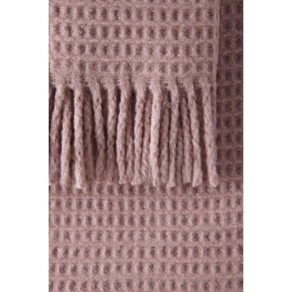 Růžová deka s příměsí bavlny 140x180 cm Basics Waffle – Euromant-image-1