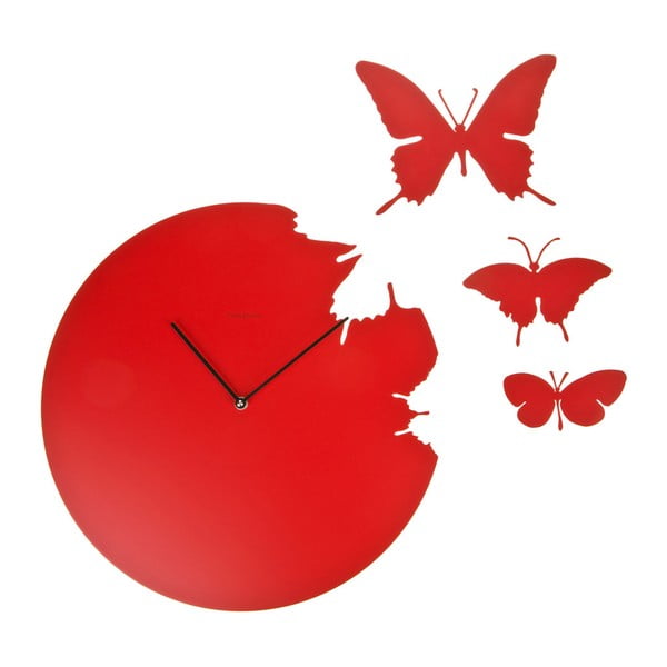 Designové hodiny Butterfly Red, 40 cm