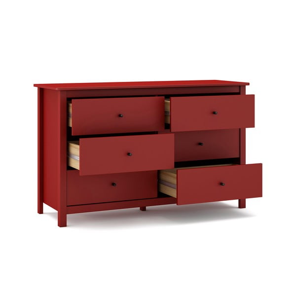 Červená nízká komoda z borovicového dřeva 130x80 cm Misti – Marckeric-image-4