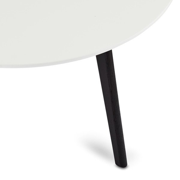 Černo-bílý konferenční stolek s nohami z dubového dřeva Furnhouse Life, Ø 80 cm-image-4