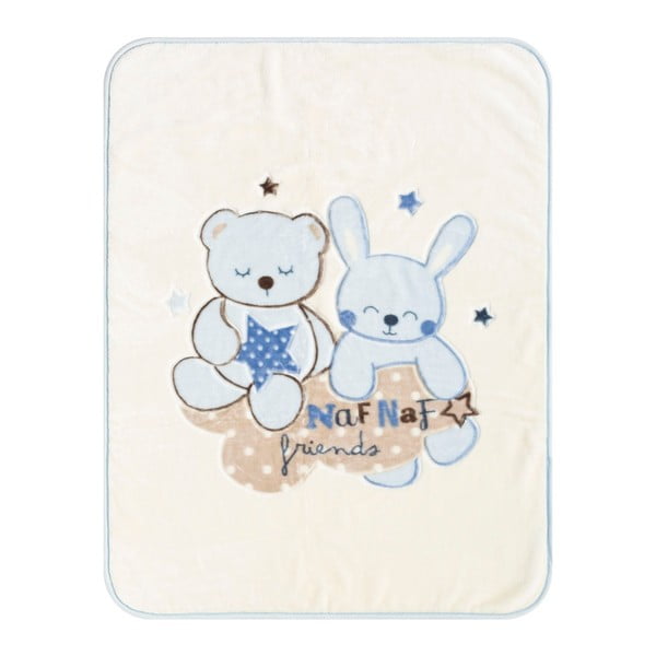 Dětská deka s modrými detaily Naf Naf Friends, 110 x 140 cm