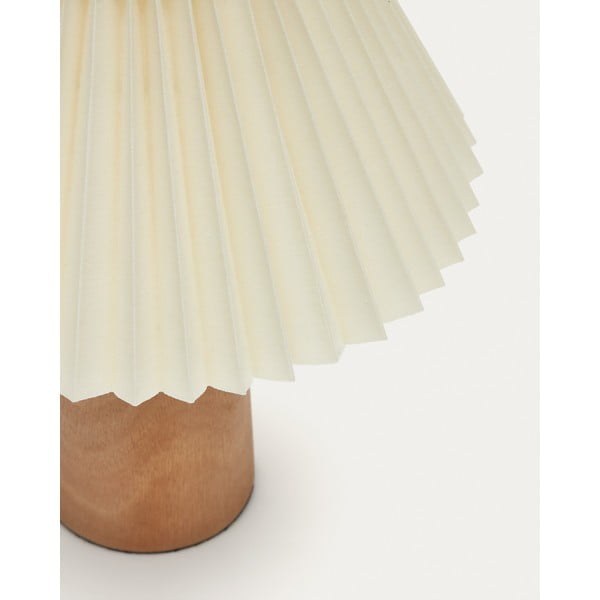 Béžová/v přírodní barvě stolní lampa z kaučukového dřeva s textilním stínidlem (výška 33 cm) Benicarlo – Kave Home-image-4