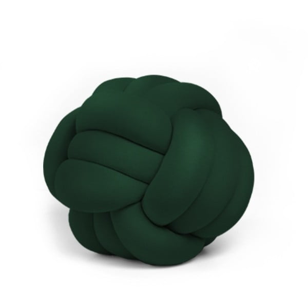 Tmavě zelený polštář Knot Decorative Cushion Velvet Effect, ⌀ 30 cm