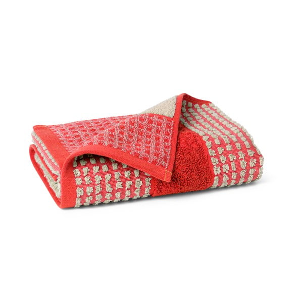 Červený froté ručník z Bio bavlny 50x100 cm Check – JUNA-image-2