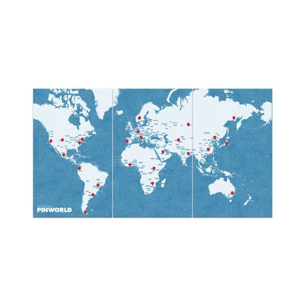 Modrá nástěnná mapa světa Palomar Pin World XL, 198 x 124 cm-image-3