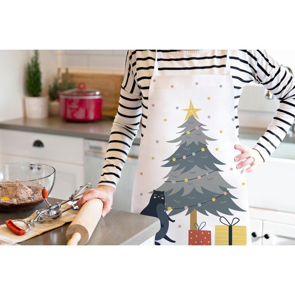 Bavlněná zástěra s vánočním motivem Crazy Cat Xmas – Butter Kings-image-1