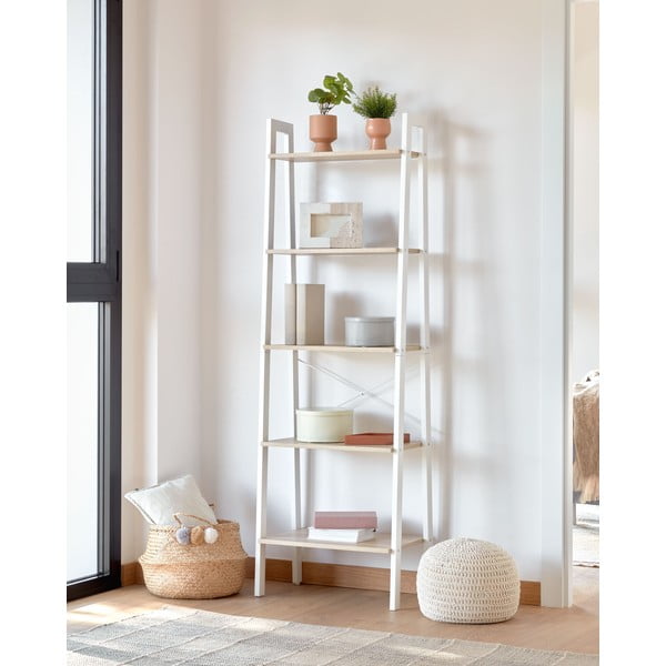 Bílý/v přírodní barvě regál v dekoru dubu 56x172x32 cm Aarhus – Kave Home-image-1