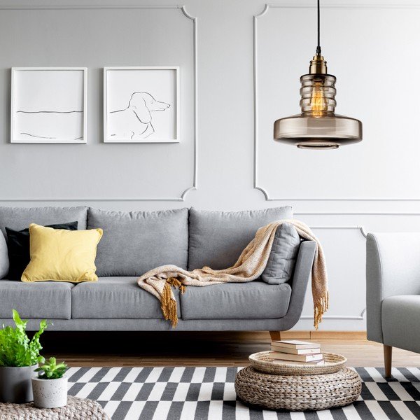 Skleněné závěsné svítidlo v šedé barvě LAMKUR Pendant-image-1