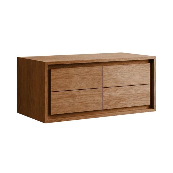 Hnědá závěsná skříňka pod umyvadlo z teakového dřeva 90x40 cm Kenta – Kave Home
