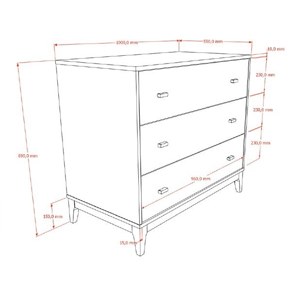 Komoda v dekoru ořechu v tmavě přírodní barvě 100x89x55 cm Ilyas – Vipack-image-2
