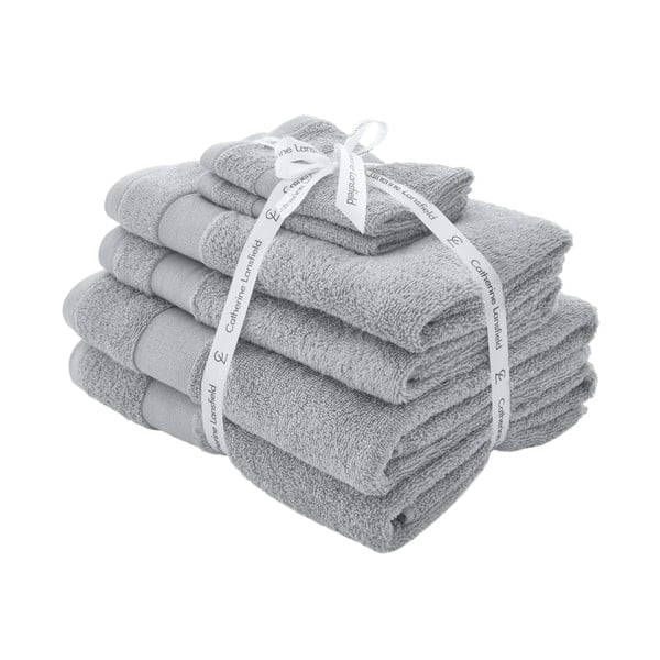 Světle šedé froté bavlněné ručníky a osušky v sadě 6 ks Anti-Bacterial – Catherine Lansfield