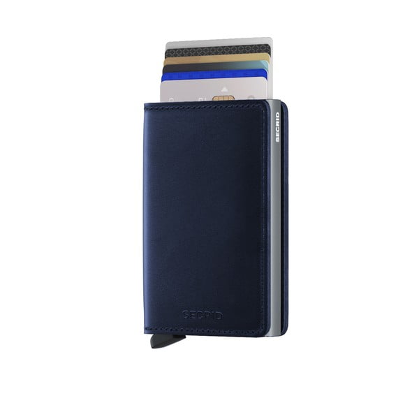 Modrá kožená peněženka s pouzdrem na karty Secrid Slim
