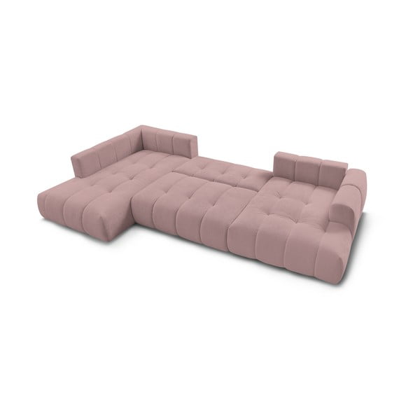 Růžová rozkládací/s úložným prostorem rohová pohovka (levý roh/do "U") Fuji – Bobochic Paris-image-4