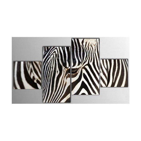 4dílný obraz Zebra, 50x100 cm