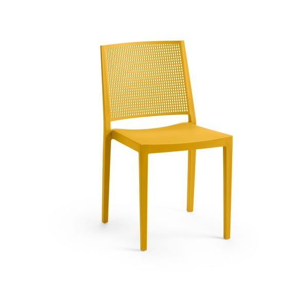 Žlutá plastová zahradní židle Grid – Rojaplast