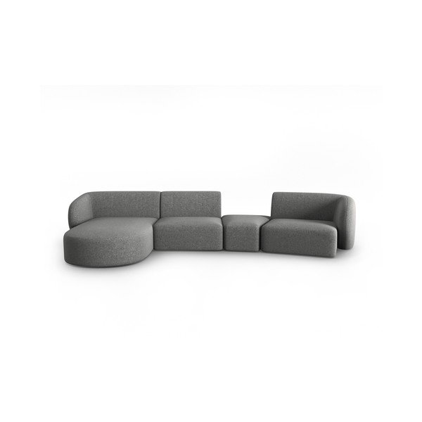 Šedá žinylková rohová pohovka (levý roh/s lenoškou) Paolo – Milo Casa