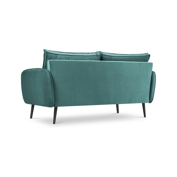 Petrolejově modrá sametová pohovka s černými nohami Kooko Home Lento, 158 cm-image-3