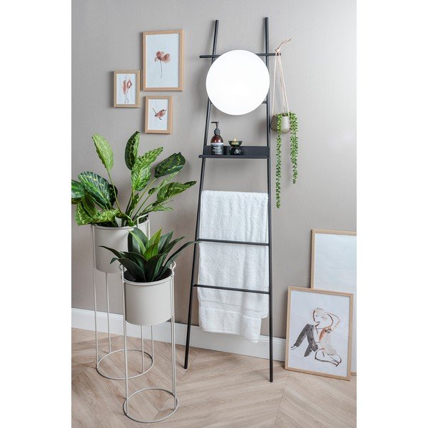 Černý dekorativní žebřík se zrcadlem Leitmotiv Glint-image-1