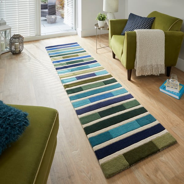 Zelený vlněný koberec běhoun 230x60 cm Piano - Flair Rugs-image-1