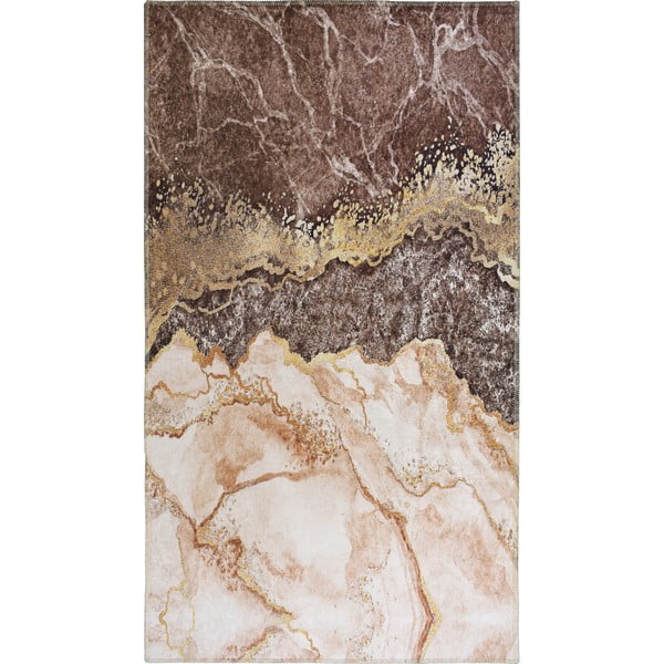 Koňakově hnědo-krémový pratelný koberec 80x50 cm - Vitaus
