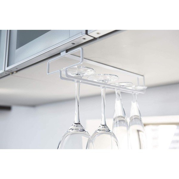 Bílý závěsný kovový držák na skleničky na víno Tower – YAMAZAKI-image-2