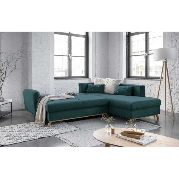 Tyrkysová rozkládací rohová pohovka Miuform Scandic Lagom L, pravý roh-image-4