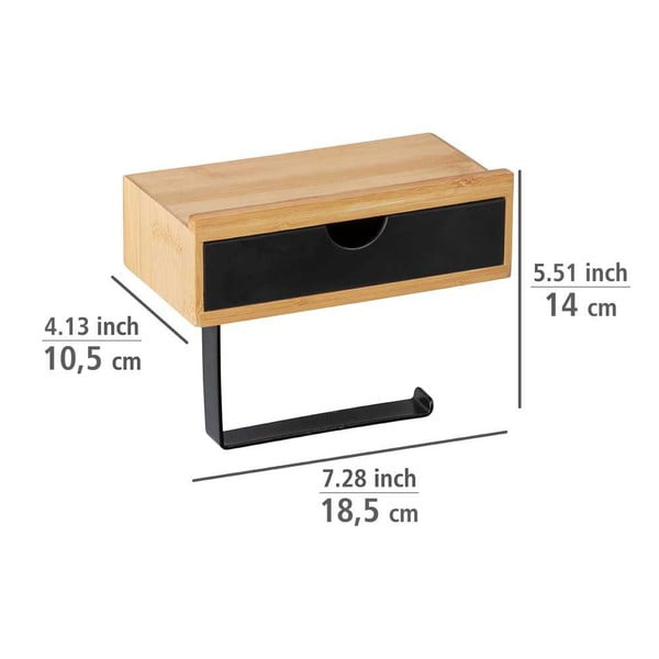 Černý držák na toaletní papír s bambusovým obložením Wenko-image-4