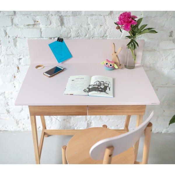 Šedý psací stůl s podnožím z jasanového dřeva Ragaba Luka, délka 85 cm-image-3