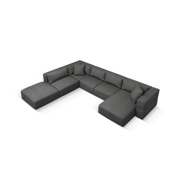 Tmavě šedá rohová pohovka do "U", levý roh Esther – Milo Casa-image-2