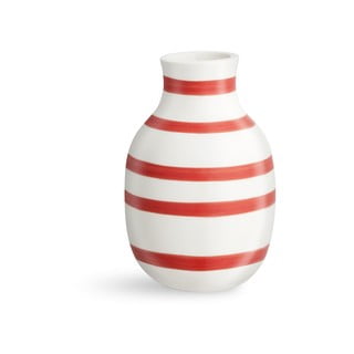 Bílo-červená pruhovaná keramická váza Kähler Design Omaggio, výška 12,5 cm