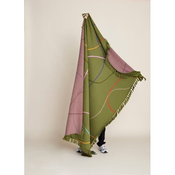 Zelená bavlněná deka 200x140 cm Outline - Hübsch-image-4