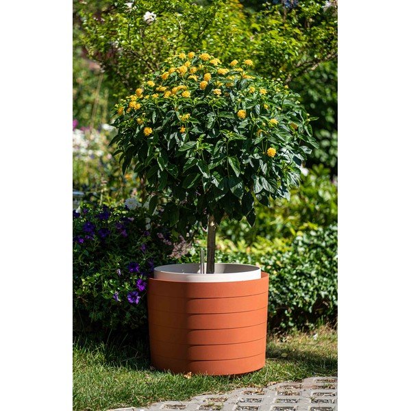 Hnědočervený samozavlažovací květináč Plastia Berberis, ø 55 cm-image-1
