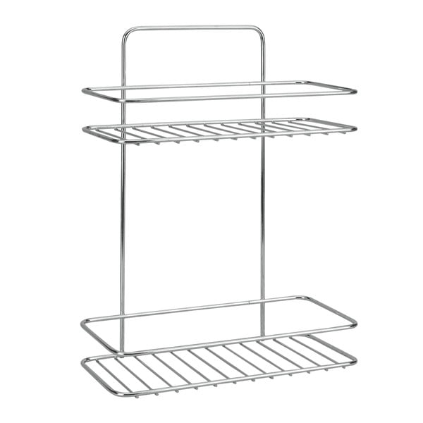 Závěsná ocelová koupelnová polička bez vrtání v leskle stříbrné barvě Luxy – Metaltex