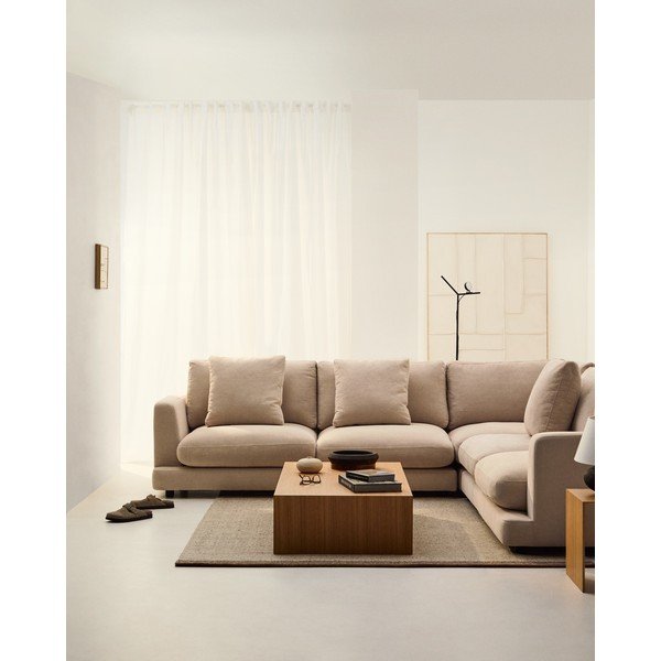 Béžová žinylková rohová pohovka Gala – Kave Home-image-1