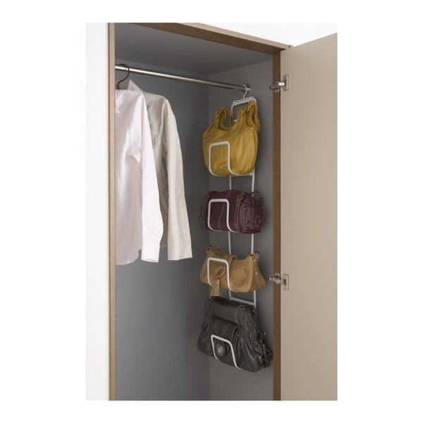 Bílý věšák na kabelky se zavěšením na dveře a 4 háčky YAMAZAKI Sapporo-image-1