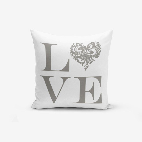 Povlak na polštář s příměsí bavlny Minimalist Cushion Covers Love Grey, 45 x 45 cm