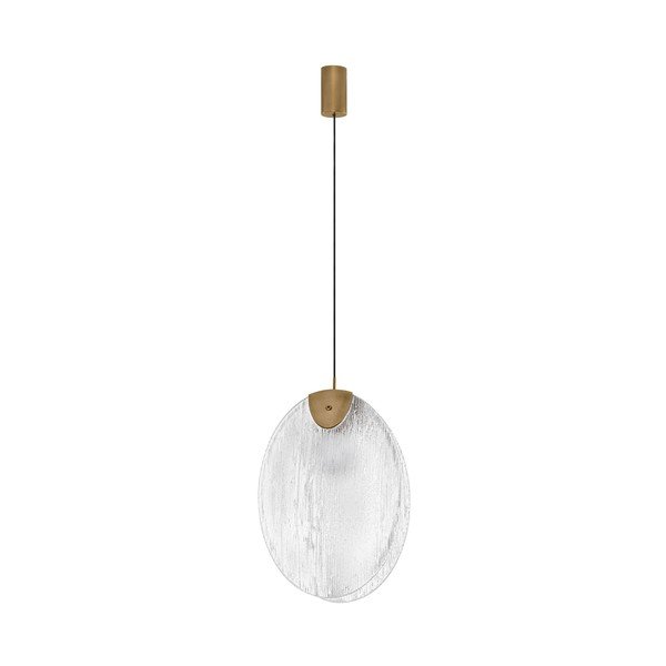 Ocelové LED závěsné svítidlo v mosazné barvě se skleněným stínidlem Shelina – Nova Luce
